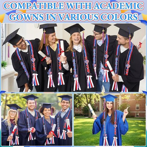 2025 Graduation Leis and Cords, Grad Money Leis with 11 Embroidered Patches for Graduation Party Decorations in Kuwait