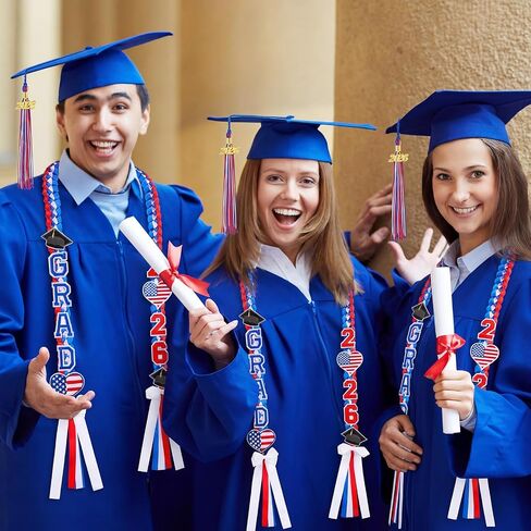 2025 Graduation Leis and Cords, Grad Money Leis with 11 Embroidered Patches for Graduation Party Decorations in Kuwait