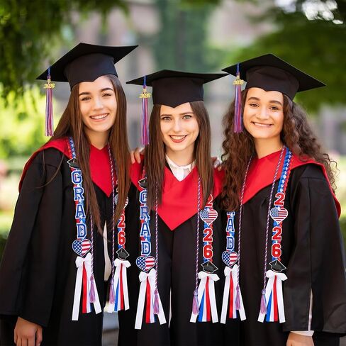 2025 Graduation Leis and Cords, Grad Money Leis with 11 Embroidered Patches for Graduation Party Decorations in Kuwait