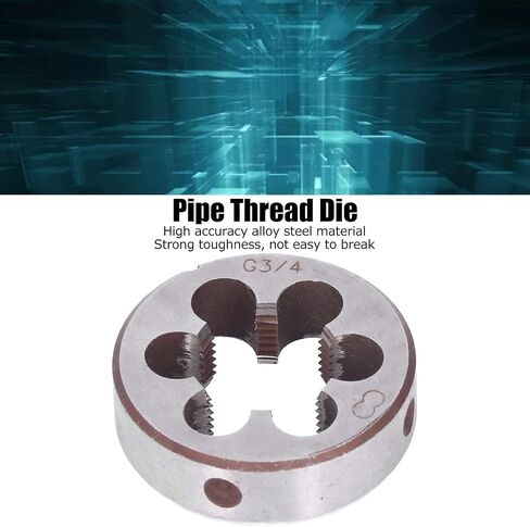 FLEXMAN G3/4 Pipe Die, 0.63in Thickness High Accuracy Alloy Steel Round Cylindrical Straight Screw Thread Die with 6 Chip Removal Holes in Kuwait