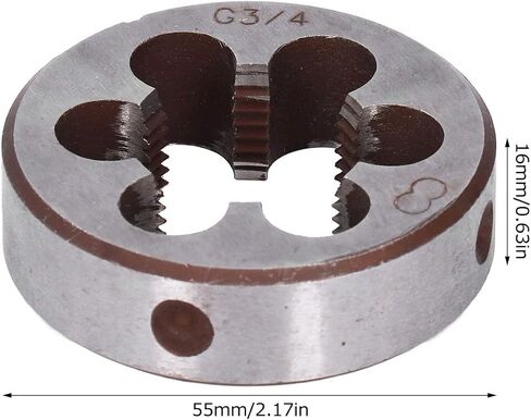 FLEXMAN G3/4 Pipe Die, 0.63in Thickness High Accuracy Alloy Steel Round Cylindrical Straight Screw Thread Die with 6 Chip Removal Holes in Kuwait