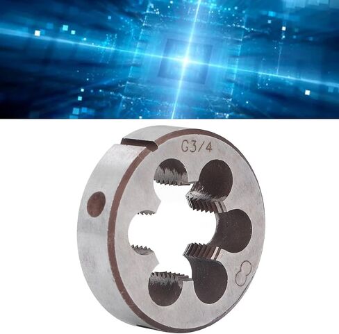 FLEXMAN G3/4 Pipe Die, 0.63in Thickness High Accuracy Alloy Steel Round Cylindrical Straight Screw Thread Die with 6 Chip Removal Holes in Kuwait