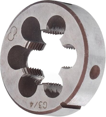 FLEXMAN G3/4 Pipe Die, 0.63in Thickness High Accuracy Alloy Steel Round Cylindrical Straight Screw Thread Die with 6 Chip Removal Holes in Kuwait