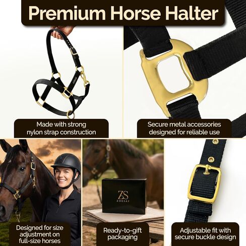 Black Nylon Horse Halter – Non Adjustable – Durable Horse Tack for Everyday Use – Stylish Horse Stuff – Perfect for Horse Lovers & Women. in Kuwait