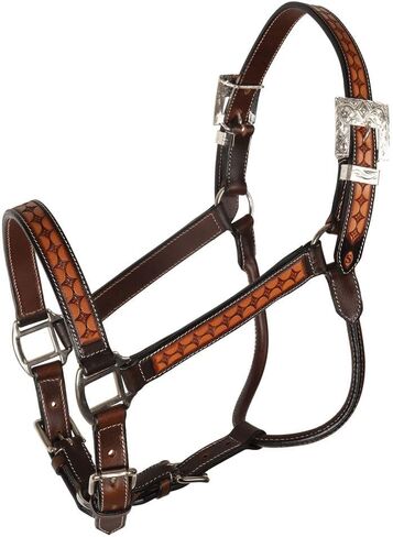 Schneiders Sunburst Ranch Western Show Halter for Horses | Hand-Tooled Leather | Semi-Custom Fit | Silver-Plated Hardware | Elegant Ranch Class Design in Kuwait