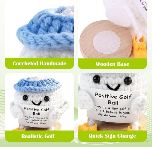Fathers Day Golf Gifts, Funny Positive Golf Ball, Crochet Golf Ball with 30 Replaceable Cards & Removable Base, Funny Emotional Support Presents for Dad, Men, Women, Golfer Home Office Desk Decor in Kuwait
