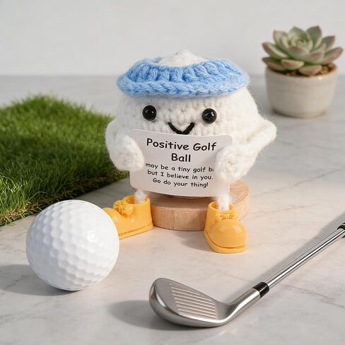 Fathers Day Golf Gifts, Funny Positive Golf Ball, Crochet Golf Ball with 30 Replaceable Cards & Removable Base, Funny Emotional Support Presents for Dad, Men, Women, Golfer Home Office Desk Decor in Kuwait