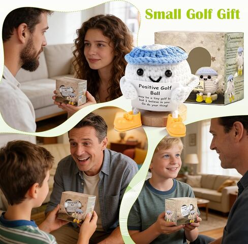 Fathers Day Golf Gifts, Funny Positive Golf Ball, Crochet Golf Ball with 30 Replaceable Cards & Removable Base, Funny Emotional Support Presents for Dad, Men, Women, Golfer Home Office Desk Decor in Kuwait