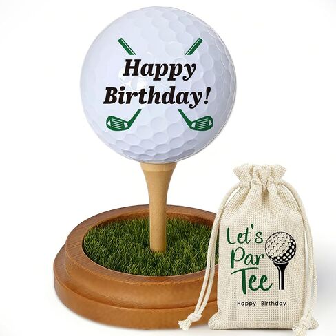 Birthday Golf Gifts for Men Golfers Lovers Golfing Fan Dad Grandpa Friends Coworkers Boss Husband, Novelty Happy Birthday Golf Ball Lifelike Turf Display Stand Decor Gifts in Kuwait