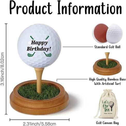 Birthday Golf Gifts for Men Golfers Lovers Golfing Fan Dad Grandpa Friends Coworkers Boss Husband, Novelty Happy Birthday Golf Ball Lifelike Turf Display Stand Decor Gifts in Kuwait