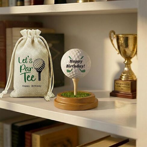 Birthday Golf Gifts for Men Golfers Lovers Golfing Fan Dad Grandpa Friends Coworkers Boss Husband, Novelty Happy Birthday Golf Ball Lifelike Turf Display Stand Decor Gifts in Kuwait