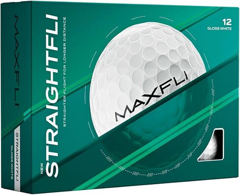 Maxfli StraightFli Golf Balls – Gloss White, 12-Pack | Low Spin Distance Golf Balls for Straighter Shots | Soft Feel, Durable Ionomer Cover | for Beginners & Recreational Golfers in Kuwait