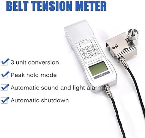 Automotive Belt Tension Tester, Belt Tension Gauge with Max Range 750N/77Kgf/120lbf, 3 Unit and 3 Testing Modes, Customizable Peak Holding Time for Metal Wire, Plastic Film, Paper in Saudi Arabia