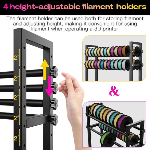3D Printer Stand with Filament Storage Heavy Duty 3D Printer Table Workstation, Metal I-Beam Frame with Adjustable Filament Holders & Pegboard for Workshop Studio Home Office, Black in Kuwait