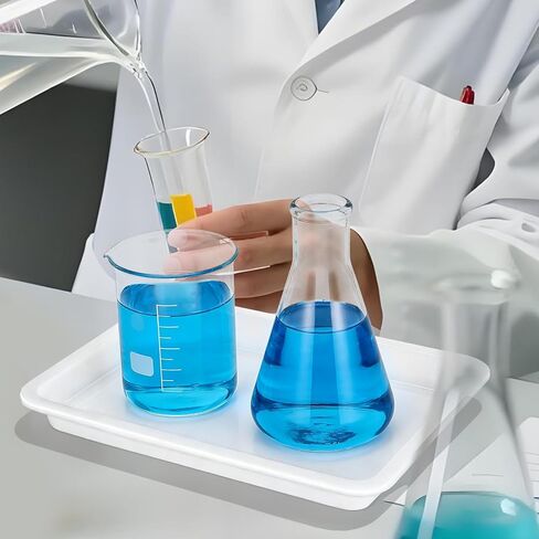 Healifty Plastic Lab Containment Trays: 4 Pack Polypropylene Shallow Spill Containment Tray Set for Science Experiments, Acid Alkali Resistant Prep Pan for Multi-Purpose Storage Organizer in Kuwait