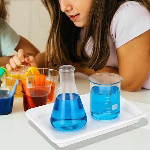 Healifty Plastic Lab Containment Trays: 4 Pack Polypropylene Shallow Spill Containment Tray Set for Science Experiments, Acid Alkali Resistant Prep Pan for Multi-Purpose Storage Organizer in Kuwait