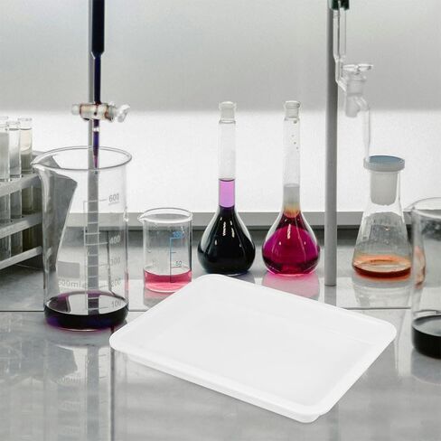 Healifty Plastic Lab Containment Trays: 4 Pack Polypropylene Shallow Spill Containment Tray Set for Science Experiments, Acid Alkali Resistant Prep Pan for Multi-Purpose Storage Organizer in Kuwait