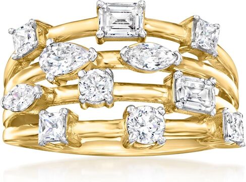 Ross-Simons 1.10 ct. t.w. CZ Multi-Row Ring in 18kt Gold Over Sterling in Saudi Arabia