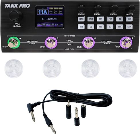 دواسة جيتار M-VAVE TANK-PRO متعددة التأثيرات، معالج متعدد التأثيرات، موديل أمبير، دواسة آلة الطبل ودواسة حلقة الجيتار، دواسة جيتار مع مفتاح علوي وكابل صوت (أحمر) in Kuwait