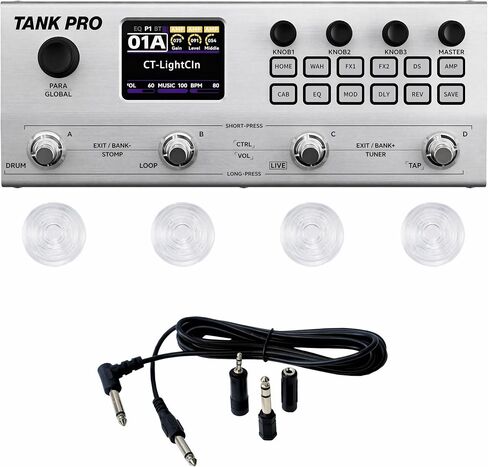دواسة جيتار M-VAVE TANK-PRO متعددة التأثيرات، معالج متعدد التأثيرات، موديل أمبير، دواسة آلة الطبل ودواسة حلقة الجيتار، دواسة جيتار مع مفتاح علوي وكابل صوت (أحمر) in Kuwait