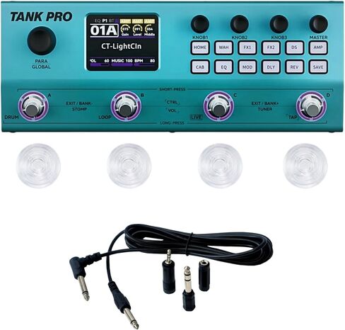 دواسة جيتار M-VAVE TANK-PRO متعددة التأثيرات، معالج متعدد التأثيرات، موديل أمبير، دواسة آلة الطبل ودواسة حلقة الجيتار، دواسة جيتار مع مفتاح علوي وكابل صوت (أحمر) in Kuwait