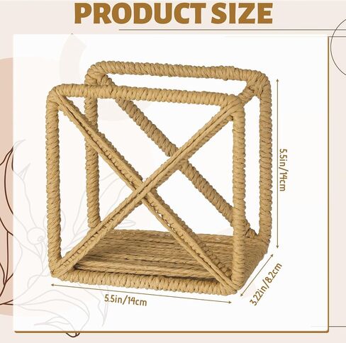 Unittype 2 Pcs Rattan Napkin Holder Square Wicker Napkin Holder for Table Home Rustic Room Decor Paper Rope Dispenser for Kitchen Countertop Dining Hotel Cocktail for Indoor Outdoor Party in Kuwait