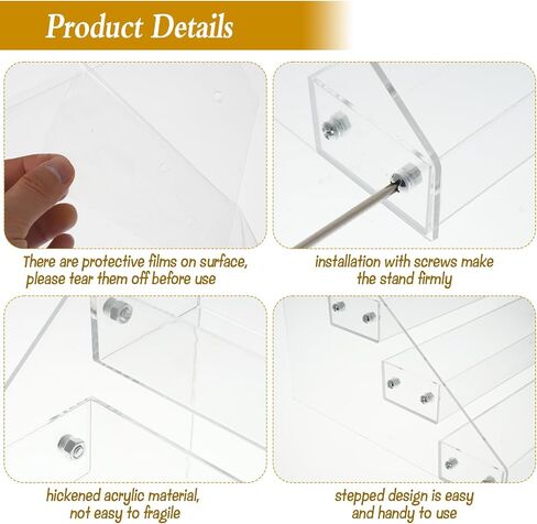 4 Tier Acrylic Soap Display Stand, Clear Retail Craft Fair Farmers Market Display Riser for Soap Candle Cupcakes Perfume Tiered Table Display Stand for Vendor Home Wedding Party in Kuwait