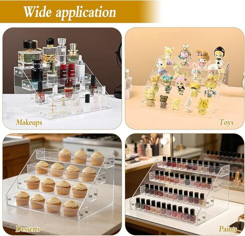 4 Tier Acrylic Soap Display Stand, Clear Retail Craft Fair Farmers Market Display Riser for Soap Candle Cupcakes Perfume Tiered Table Display Stand for Vendor Home Wedding Party in Kuwait