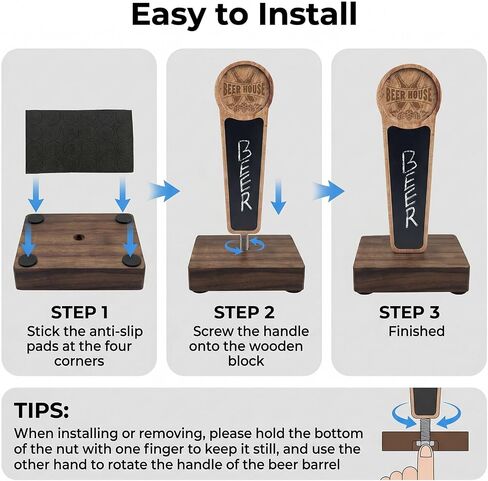6 Pack Beer Tap Handle Display Stand, Wooden Tap Handle Holder for Bar, Home Brewing, Wedding, Restaurant Countertop Decor in Kuwait