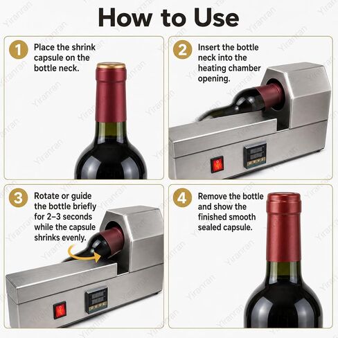 Wine Bottle Capsule Shrink Machine, Manual Bottle Cap Heat Shrink Sealer for PVC Capsules, Bottle Neck Sleeves, Wine Bottles, Beverage Bottles and Small Batch Packaging in Kuwait