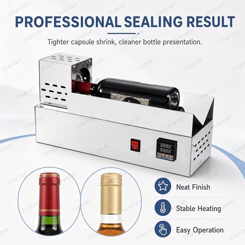 Electric Capsule Heat Shrinker, 600w Horizontal PVC Capsule Shrinking Machine, 4s-8s, Max Sealing Diameter 80mm, LCD Display Stepless Temperature Adjustment, for Bottle Mouth Shrinking in Kuwait