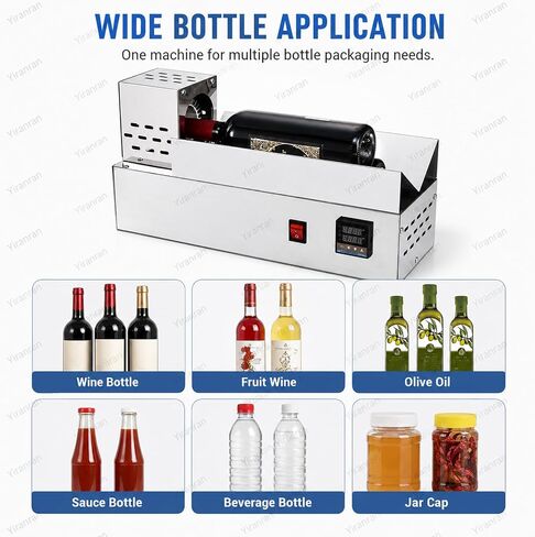 Electric Capsule Heat Shrinker, 600w Horizontal PVC Capsule Shrinking Machine, 4s-8s, Max Sealing Diameter 80mm, LCD Display Stepless Temperature Adjustment, for Bottle Mouth Shrinking in Kuwait