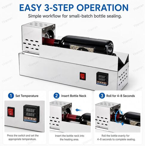 Electric Capsule Heat Shrinker, 600w Horizontal PVC Capsule Shrinking Machine, 4s-8s, Max Sealing Diameter 80mm, LCD Display Stepless Temperature Adjustment, for Bottle Mouth Shrinking in Kuwait