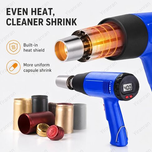 Portable Wine Bottle Heat Shrinker, Wine Sealing Machine, Digital Thermoregulation (60-600℃), LCD Control, for PVC Capsules, Beverage Bottle Caps and Bottle Neck Sleeves in Kuwait
