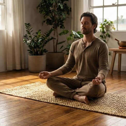 Water Hyacinth Yoga Mat | Non-Slip Exercise & Fitness Mat for Yoga | Natural Rug, Straw Floor Mat for Your Living Room, Bedroom, and More in Kuwait
