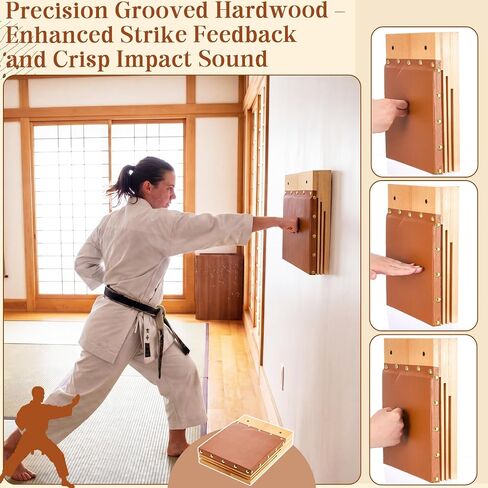 Novabright Clapper Makiwara 12x 8.7 Inch Makiwara Board Strike Pad Portable Wall Mount Handheld Punching Martial Arts Karate Taekwondo Training Equipment for Home Gym Garage Dorm in Kuwait