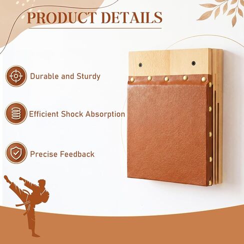 Novabright Clapper Makiwara 12x 8.7 Inch Makiwara Board Strike Pad Portable Wall Mount Handheld Punching Martial Arts Karate Taekwondo Training Equipment for Home Gym Garage Dorm in Kuwait