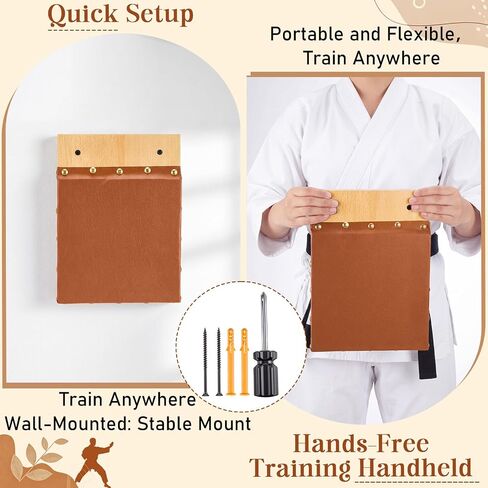 Novabright Clapper Makiwara 12x 8.7 Inch Makiwara Board Strike Pad Portable Wall Mount Handheld Punching Martial Arts Karate Taekwondo Training Equipment for Home Gym Garage Dorm in Kuwait