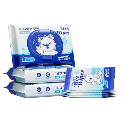 matern'ella Hanging Flushable Wipes Unscented Extra Large Corner-Connected Wet Wipes Adult Plant Based Fibers with Probiotics Alcohol Free Sewer Safe Butt Wipe Travel 3 Packs of 80 Wipes in Kuwait
