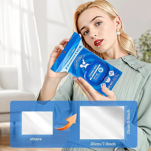 matern'ella Hanging Flushable Wipes Unscented Extra Large Corner-Connected Wet Wipes Adult Plant Based Fibers with Probiotics Alcohol Free Sewer Safe Butt Wipe Travel 3 Packs of 80 Wipes in Kuwait