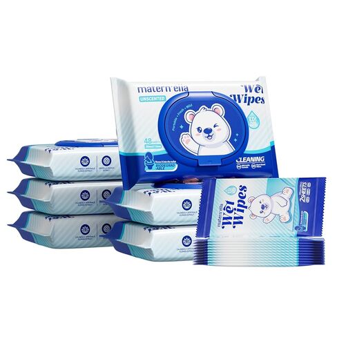 matern'ella Hanging Flushable Wipes Unscented Extra Large Corner-Connected Wet Wipes Adult Plant Based Fibers with Probiotics Alcohol Free Sewer Safe Butt Wipe Travel 3 Packs of 80 Wipes in Kuwait