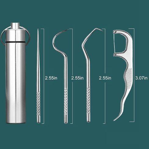 Stainless Steel Toothpick Holder Set with Keychain for Travel, Camping & Outdoor in Kuwait