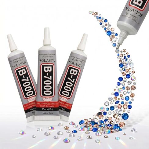 B-7000 Super Glue 3 قطع لاصق قوي صناعي، غراء مبهر لأحجار الراين والمجوهرات والنسيج وإصلاح الهاتف والحرف اليدوية، غراء B7000 شفاف متعدد الأغراض (3x15 مل) in Kuwait