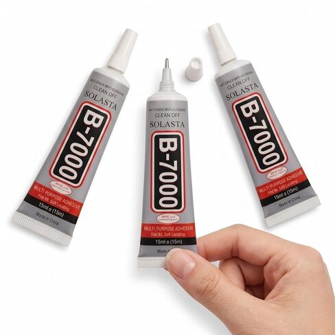B-7000 Super Glue 3 قطع لاصق قوي صناعي، غراء مبهر لأحجار الراين والمجوهرات والنسيج وإصلاح الهاتف والحرف اليدوية، غراء B7000 شفاف متعدد الأغراض (3x15 مل) in Kuwait