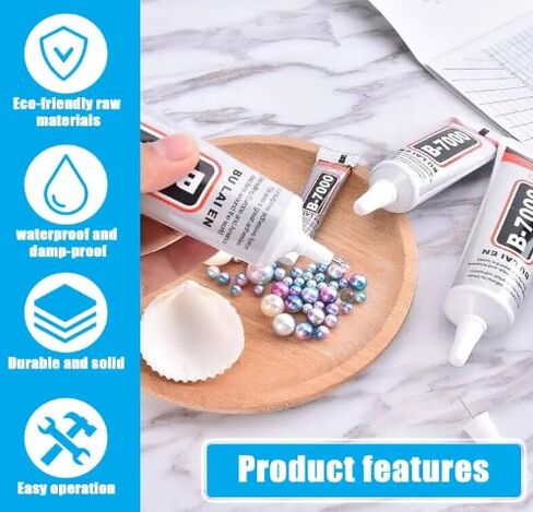 B-7000 Super Glue 3 قطع لاصق قوي صناعي، غراء مبهر لأحجار الراين والمجوهرات والنسيج وإصلاح الهاتف والحرف اليدوية، غراء B7000 شفاف متعدد الأغراض (3x15 مل) in Kuwait