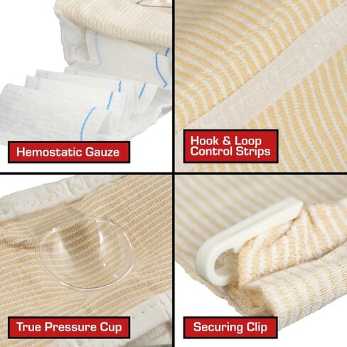 ضمادة OLAES للصدمات المرقئية مقاس 4 بوصات مع HemCon ChitoGauze PRO، مقاس 4 بوصات عرض × 7 بوصات طول × 2.5 بوصة عمق ضمادة ضغط مرقئ - تضميد جروح الطوارئ خالي من اللاتكس، حلول TacMed in Kuwait