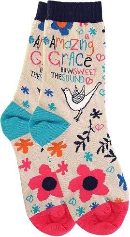 جوارب Bless My Sole Adult Walk من Faith Socks، أزرق/مرجاني، مقاس واحد يناسب الجميع in Kuwait