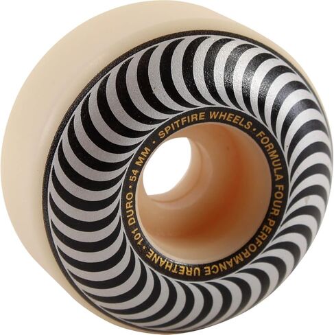 Spitfire Wheels Formula Four Classic Swirl White مع عجلات لوح تزلج فضية - 54 مم 101a (مجموعة من 4) in Kuwait