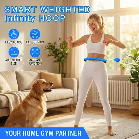حلقة خصر مرجحة من Infinity Hoop/Fit Hoop مع وصلات 11/18 (30-50 بوصة) للبالغين لفقدان الوزن، حلقات مرجحة للنساء، حلقة Infinity مع معدات تمرين ذكية مضادة (أزرق) in Kuwait