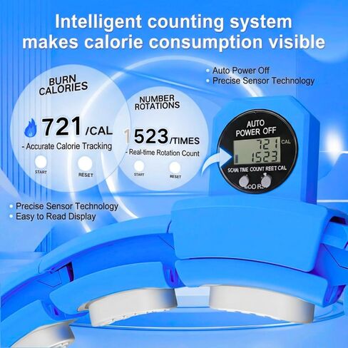 حلقة خصر مرجحة من Infinity Hoop/Fit Hoop مع وصلات 11/18 (30-50 بوصة) للبالغين لفقدان الوزن، حلقات مرجحة للنساء، حلقة Infinity مع معدات تمرين ذكية مضادة (أزرق) in Kuwait